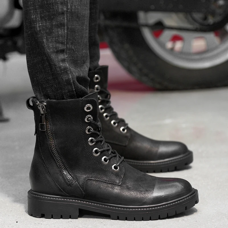 

Fashion Men genuine Leather ankle Boots Winter Warm Men snow boots Shoes Men's plush cotton boots footwear big size 47 o5