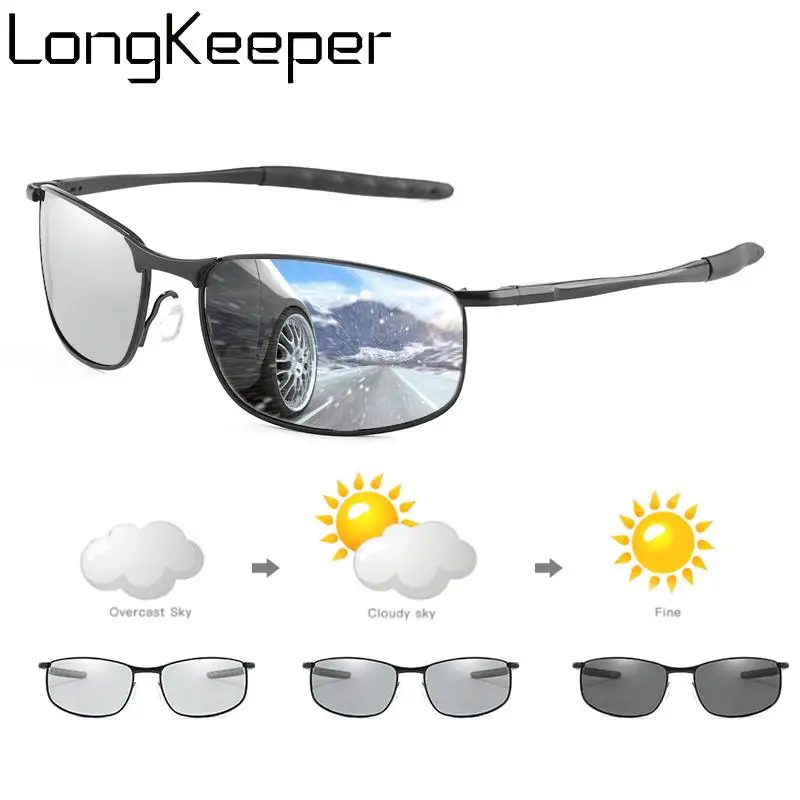 

LongKeeper Photochromic Sunglasses Men Polarized Chameleon Glasses Change Color Sun Glasses Driver Goggles Lentes Sol Hombre