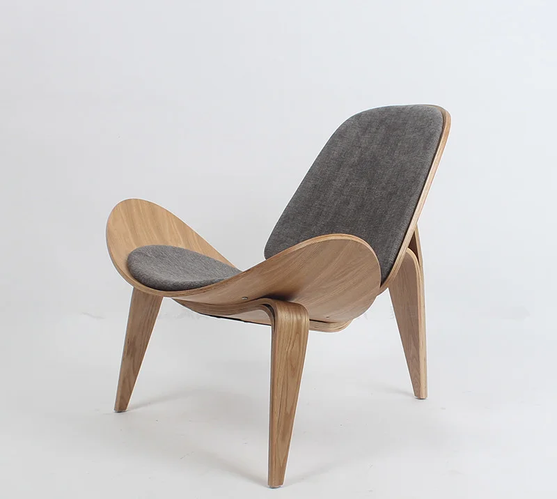 

Hans Wegener style three legged chair , plywood decorative cloth, living room, modern furniture, replica chair