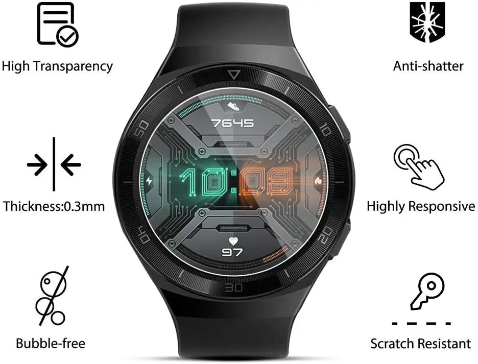HD Прозрачная пленка из закаленного стекла спортивные Смарт-часы Защита экрана
