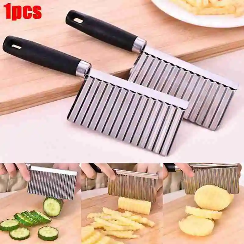 

1Pc Multifunctional Wavy Edged Steel Potato Cutter Tools Cooking Knife Tool Kitchen Gadget T1D9