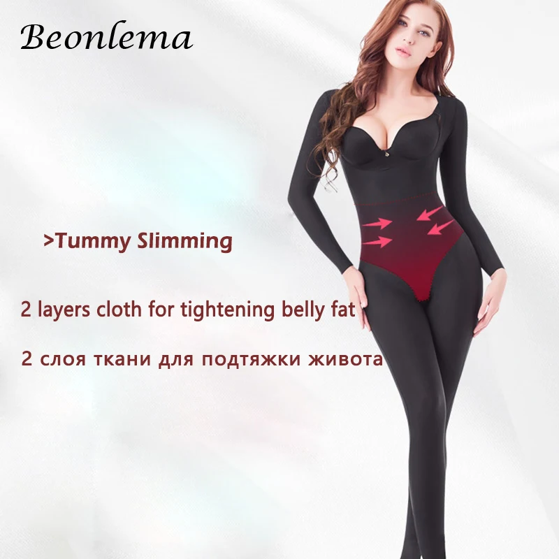 Beonlema боди для коррекции фигуры, бесшовное боди для похудения, Корректирующее белье с длинным рукавом, эластичное Корректирующее белье для женщин, моделирующее S-2XL для живота