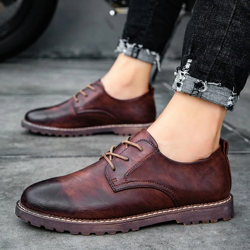 Мужские классические туфли на плоской подошве кожаные свадебные в итальянском