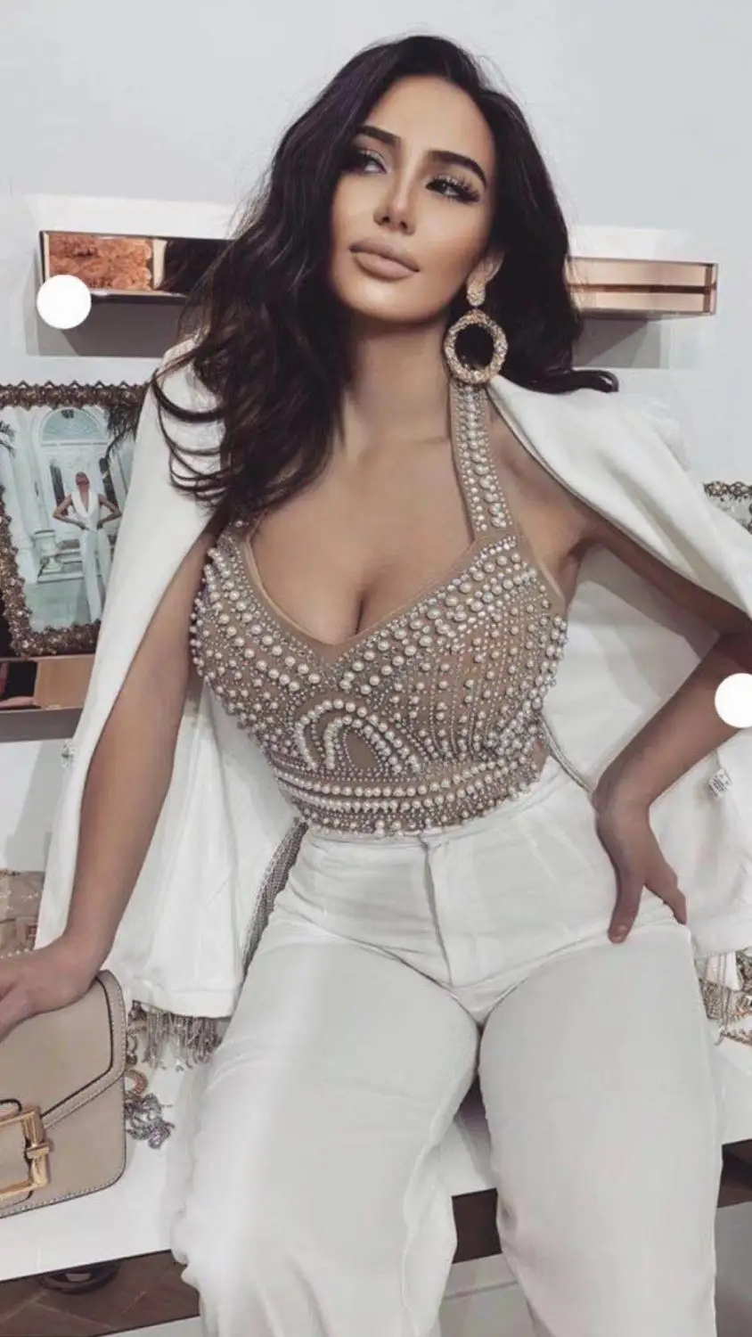 New Arrival Women Sexy Designer Diamond Crystal Bling Shining Fancy Halter Tops Ladies Trendy Night Club Black Brown Camis Tops