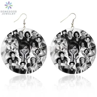 somesoor printed black woman hero american first lady wooden drop earrings mrs obama power sayings design jewelry for women gift