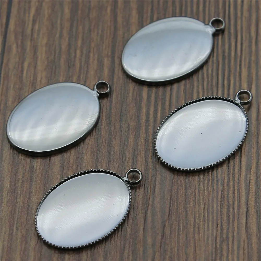 

10pcs 6 Colors Fit 13x18/18x25mm Oval Glass Cabochon Sawtooth Edge Base Setting Charms Pendant Tray