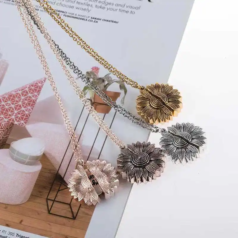 Кулон ожерелье английская медальон подарки открытое женское с подсолнухом You Are My