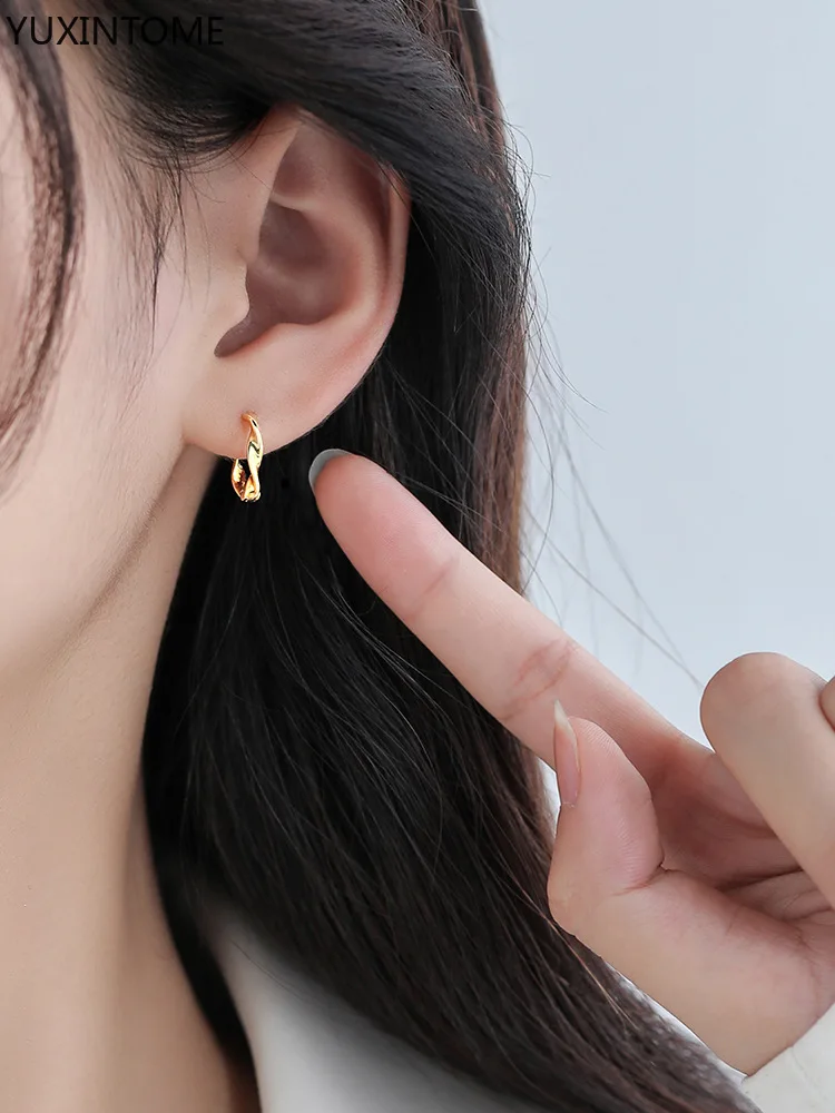

Euro/American 925 sterling silver ear buckle custom Mobius hoop earrings twist earrings 2021 new ins hoop earrings for party