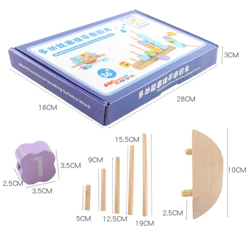 

Kids Wooden Balancing Blocks Multifunctional Beading Balance Blocks Baby Montessori Early Training Beads Blocks Toys Wood gift