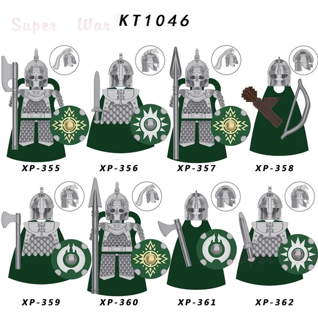 

Одиночный средневековый рыцарь Гондор, защита фонтана, меч, ланцеры, аксессуары для головы, строительные блоки, игрушки серии-104 KT1046 XP355 XP356