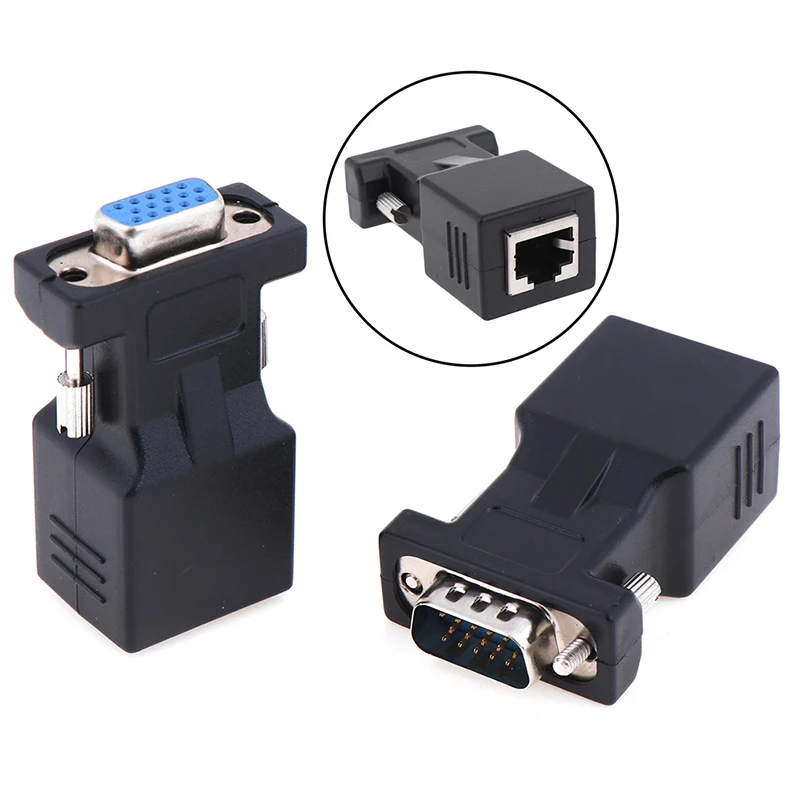 Новинка 2020 Женский/мужской разъем VGA в RJ45 видео удлинитель для