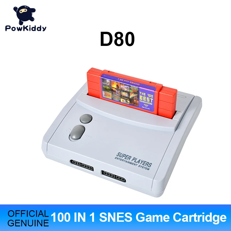 Игровая приставка POWKIDDY D80 для ТВ видео игр S n e s 16 бит с картриджем 100 в 1 SNES (может