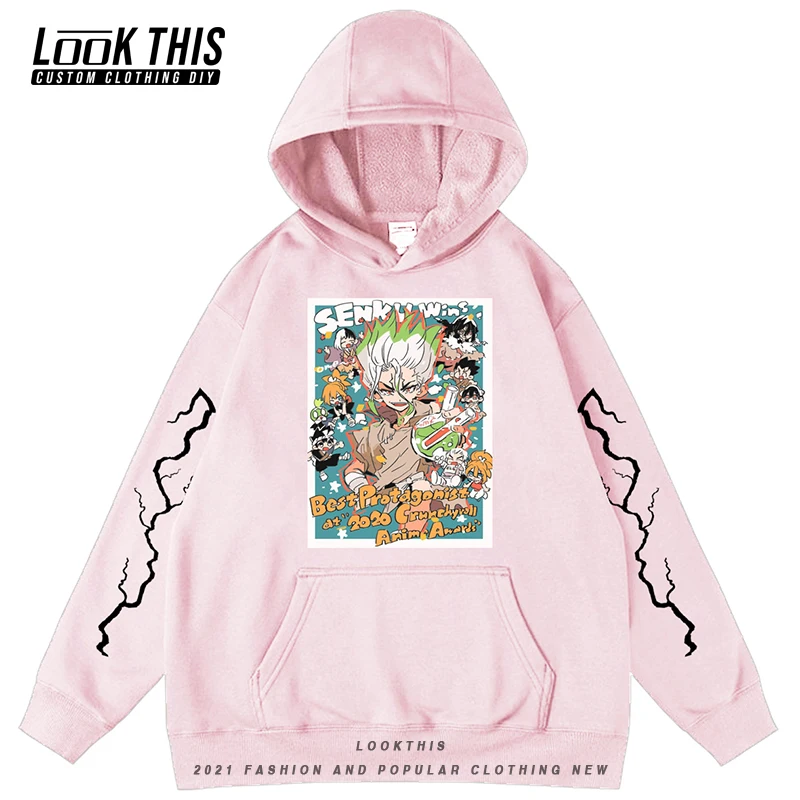 

Dr STONE Children's Hoodie Anime Print Graphic Children Hoodies Outerwear Fleece Hooded Sweatshirt Long Sleeve Tops Streetwear