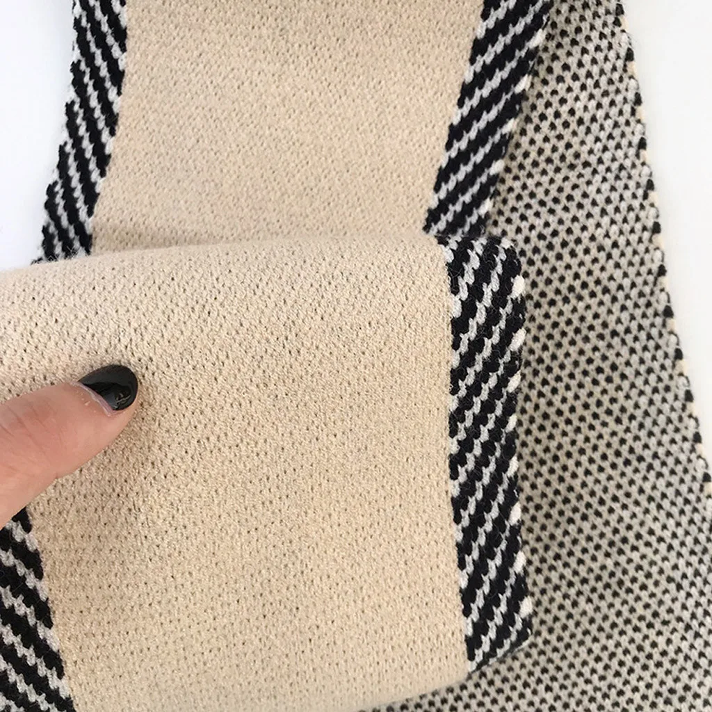 Зимний шарф Женский клетчатый женский модный короткий в полоску вязаный