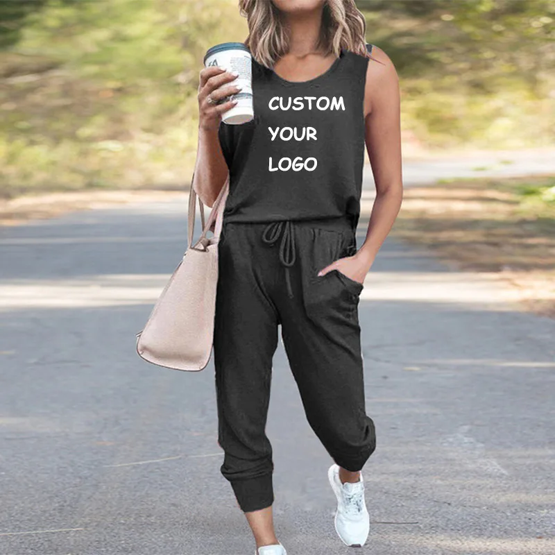 

2021 Summer New Women's Short-Sleeved Suit Loose Solid Color Sleeveless Casual Suit Home Sports and Leisure Two-Piece Track Suit