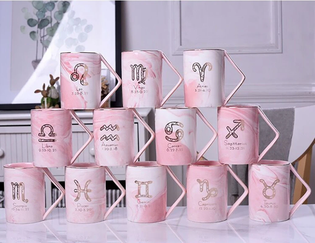 Творчество Мрамор 12 созвездий Керамика Кофе чашка с блюдцем набор молока Чай