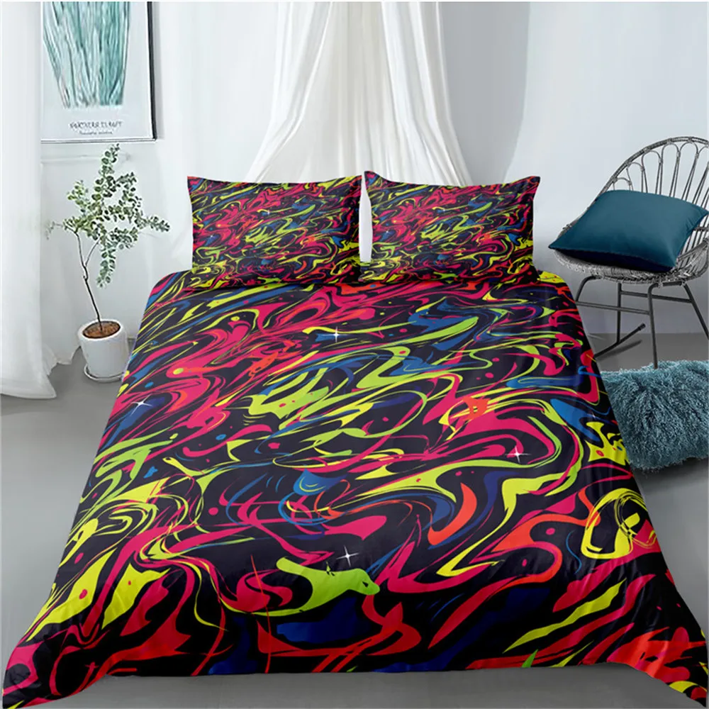 

2/3Pcs Duvet Cover Pillowcases For Home 3D Abstract Bedding Set Printed Bedroom Double Twin Queen King Size