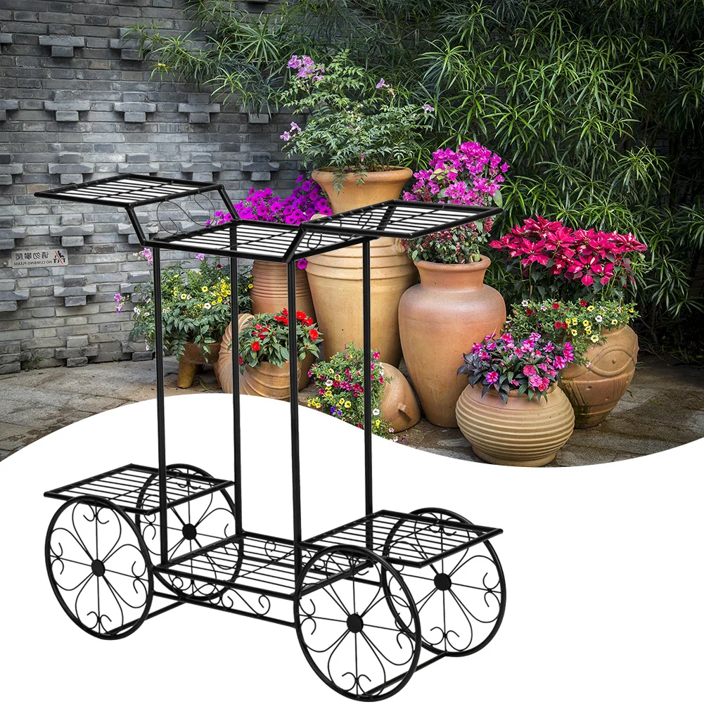 

Artisasset Paint Car Shape 6 Plant Stand Black-