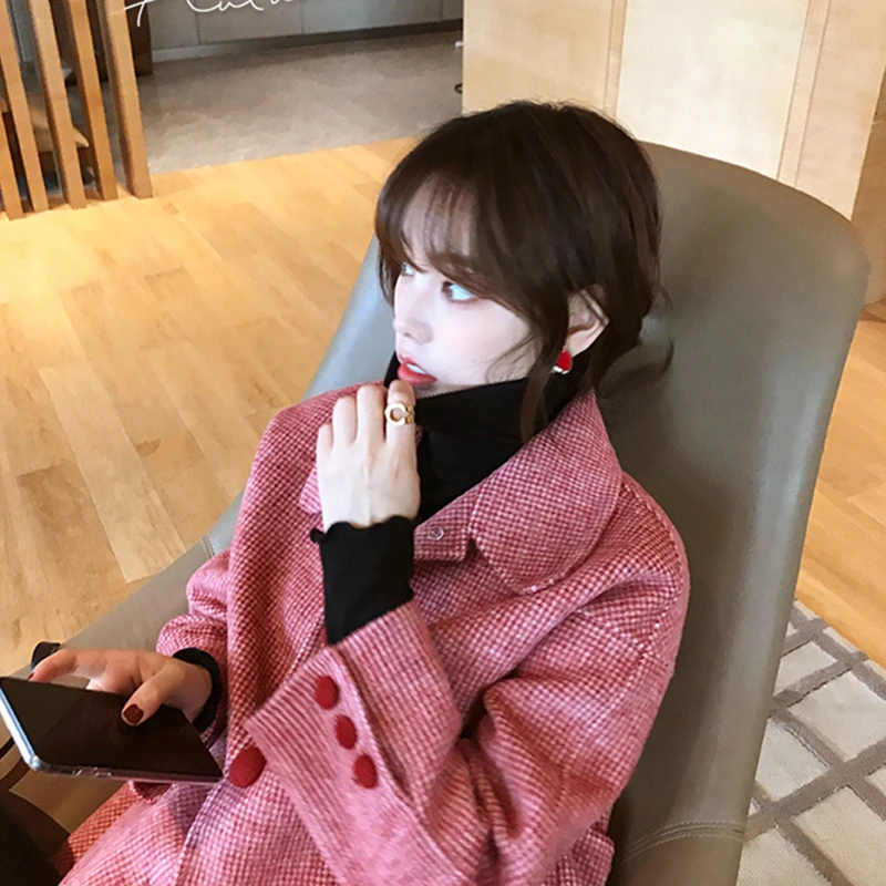 Женское милое пальто Дамская Роскошная твидовая куртка из ягненка женское