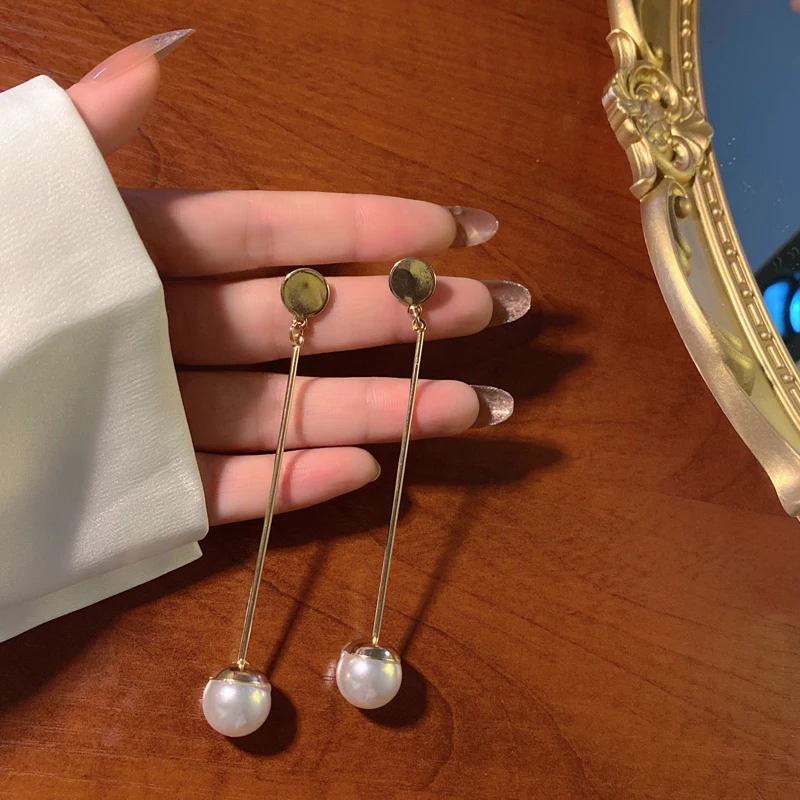 

S925 needle Modern Jewelry Simulated Pearl Dangle Earring Popular Design Golden Plating Drop Earrings For Women Party Gifts