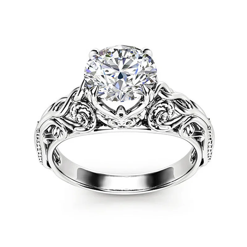 Женское серебряное обручальное кольцо Bague Femme Anillos Mujer с изысканным цирконием |
