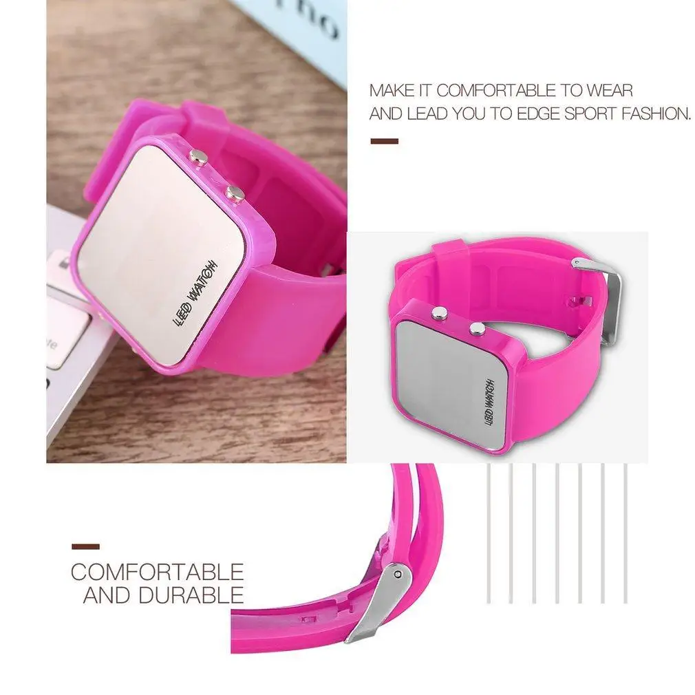 Детский квадратный модный светодиодный цифровой силиконовый студенческий