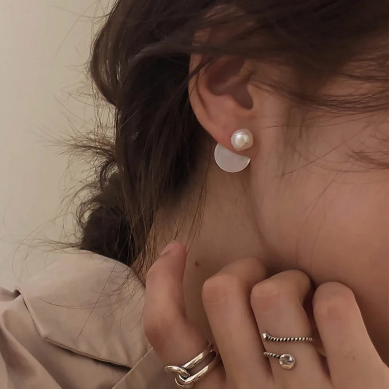 

Серьги с натуральным жемчугом для женщин и девушек, простые французские геометрические украшения из натурального пресноводного жемчуга