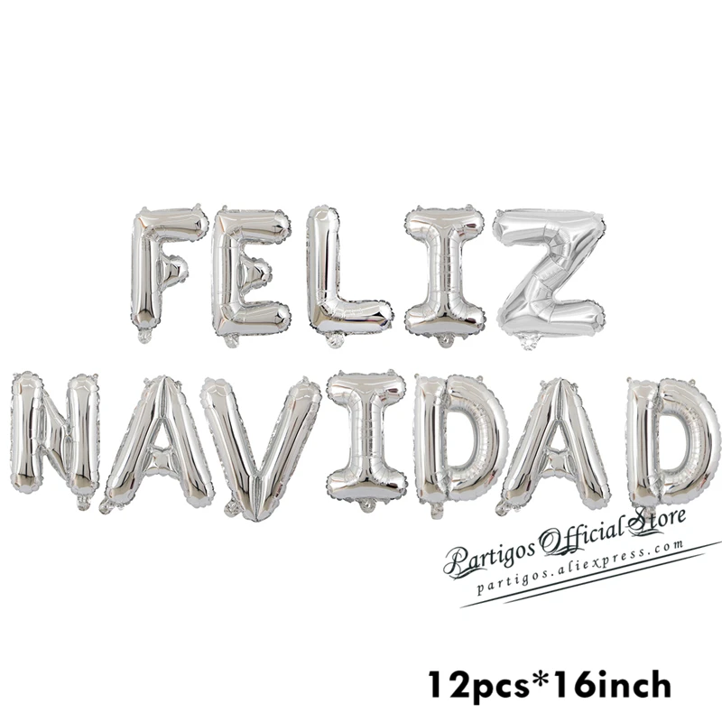 1set 16inch 12pcs rose gold Spanish Christmas letters balloons Feliz Navidad globals Xmas party decorations | Дом и сад