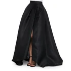Женская длинная юбка с высокой талией, черная плиссированная атласная юбка макси в пол на молнии для выпускного вечера, осень