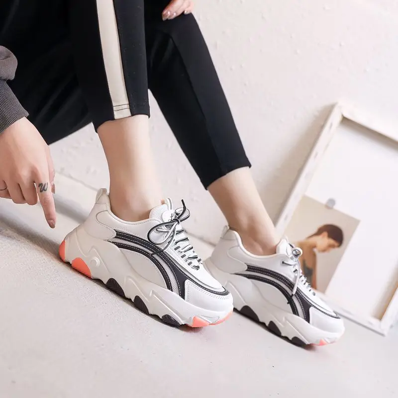 Женские кроссовки с перекрестной шнуровкой Fujin дышащие повседневные сетчатые на