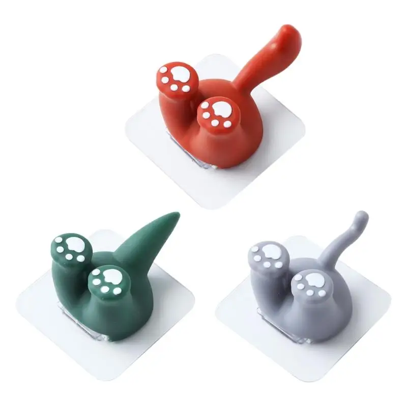 

Cute Animal Tail Adhesive Hook Waterproof Hanging Clothes Keychains Towel Umbrella for Kitchen Bathroom Home Accessories
