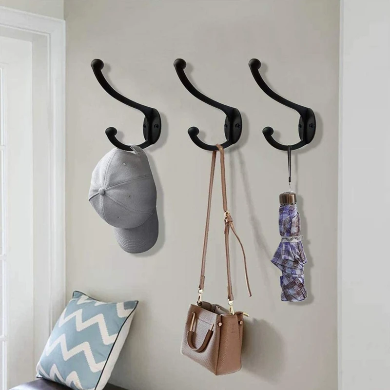 

8PCS Coat Hooks Wall Mounted, Flyisland Double Wall Hooks Utility Retro Hooks for Coat, Bag, Towel, Key, Hat