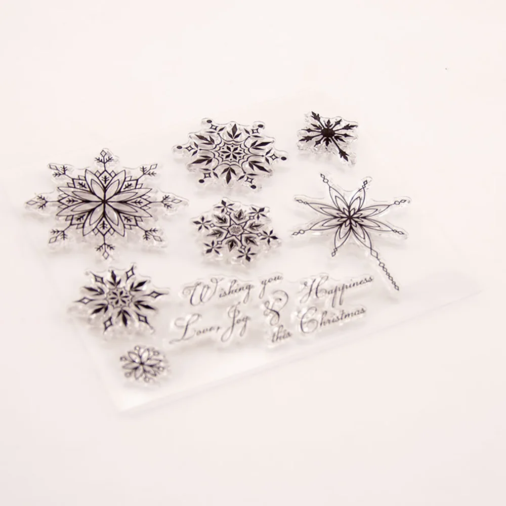 Snowflake Transparent Silicone Stamp for Scrapbooking Christmas Card Paper Craft Silicon Rubber Roller Stamps | Дом и сад