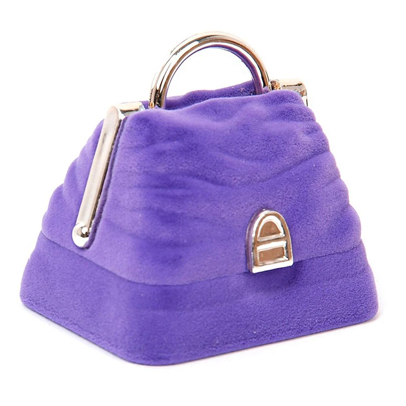 

Handbag-Shape Ring Gift Box Jewelry Storage Case Velvet Purple