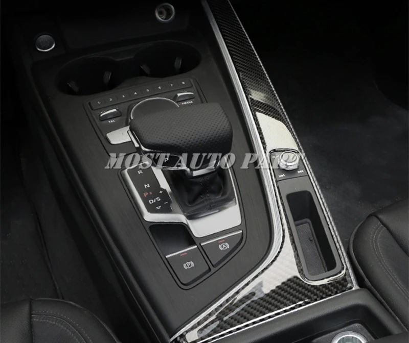 Углеродного волокна консоль Шестерни коробка переключения рамки Накладка для Audi