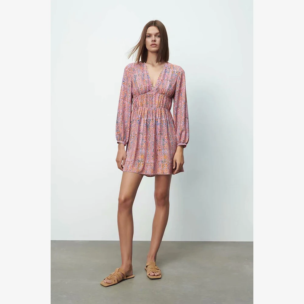 

Новинка лета 2021, женское винтажное платье Unizera в европейском и американском стиле, Трендовое мини-платье с принтом