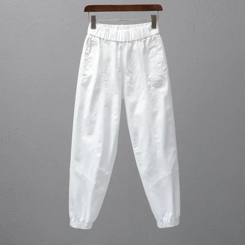 

White Pants Women's Elastic Waist Loose Casual Pants 2021 Spring and Summer New Trend Beamed Feet Are Thin Carrot Harem Pants