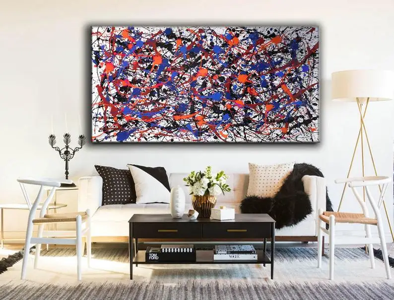 

Large Oil Painting Original Pollock Painting Colorful Abstract Painting Extra Large Wall Art Abstract Abstract Painting Oversize