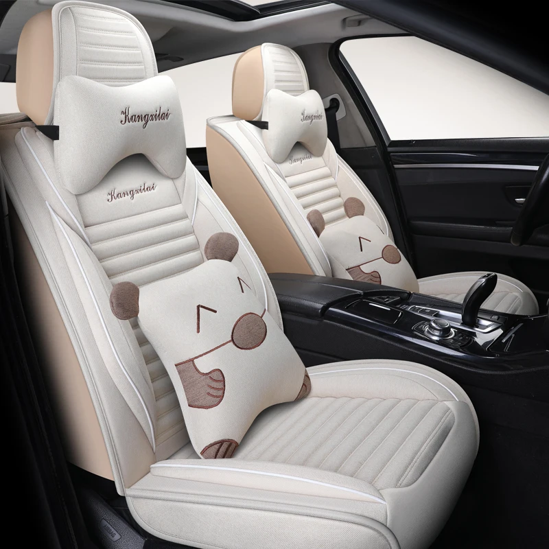 Полное покрытие льняное волокно чехлы для автомобильных сидений Mazda2 demio cx5 cx9 cx4