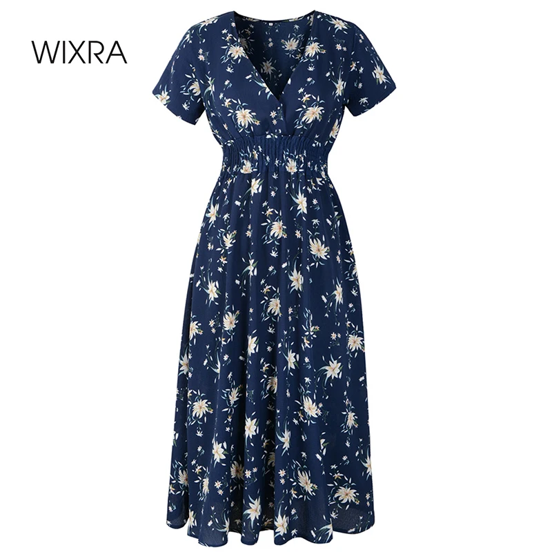 Женское платье с цветочным принтом Wixra Элегантное летнее до колен коротким