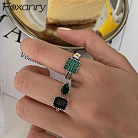foxanry 925 stamp engagement rings for women new fashion geometric zircon elegant wedding bride jewelry party gifts