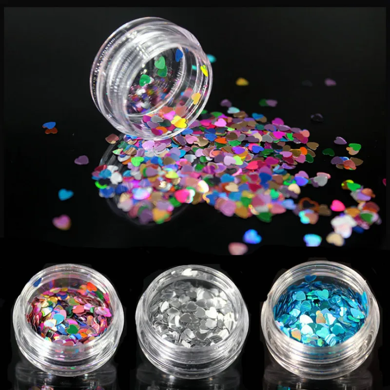 1 шт набор для ногтевого дизайна (12 Цветов сердце с блестками ногтей Стразы