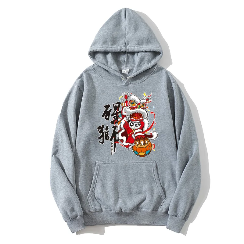 

New Men's Hip-Hop Hoodie Sweatshirt Chinese Lion Autumn Casual Street Pullover Monogram Print blue Hoodie 2021 Hot Sweatshirts