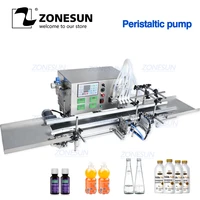 zonesun automatic desktop peristaltic pump beverages liquid filling machine perfume water filler with conveyor