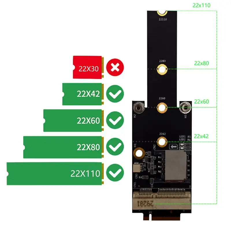 M.2 ключ M к Mini PCI-E адаптер с слотом для sim-карты модуля Wi-Fi/WWAN/LTE | Компьютеры и офис