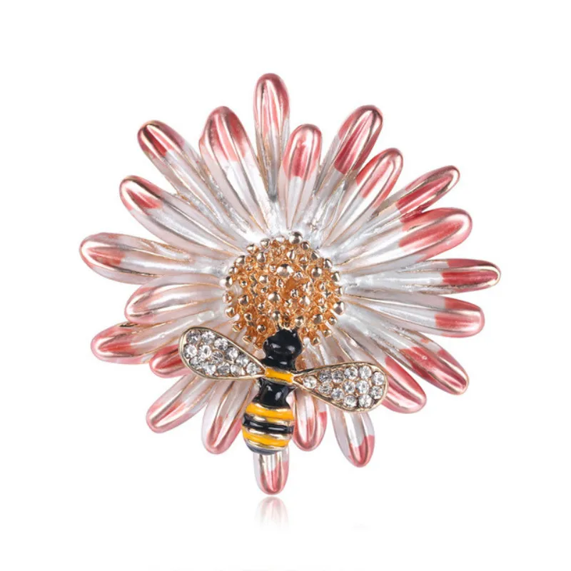 

Cute Drip Bees Daisy Honey Brooch Chrysanthemum Fashion Rhinestone Flower Corsage Clothes Buckle Women's Accessories Enamel Pin