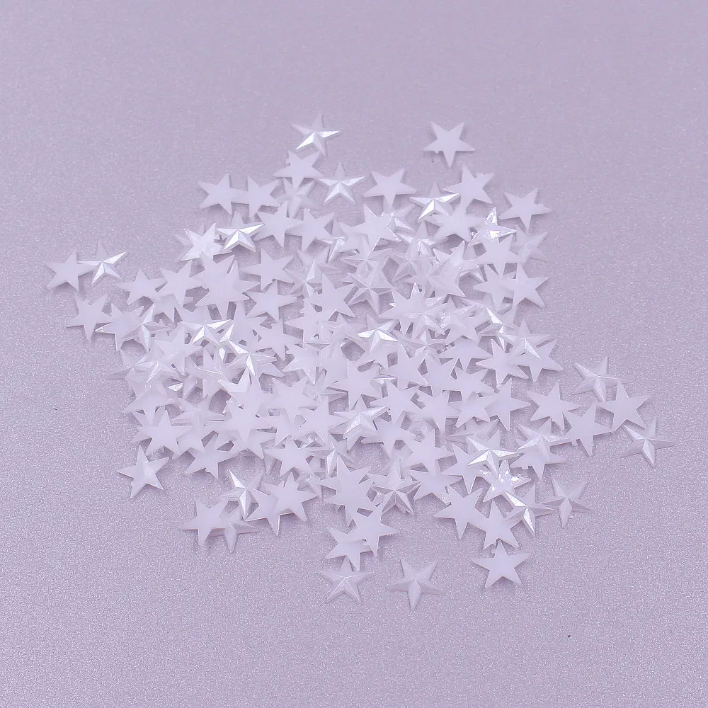 

1000pcs/lot 8mm White Flatback ABS Half Pearl Beads Star Cabochon Beading Jewelry Material Sewing Fittings