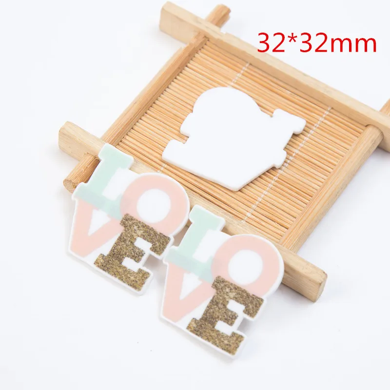 10 шт./лот буквы любви плоские полимерные Акриловые Кабошоны персонажи украшения