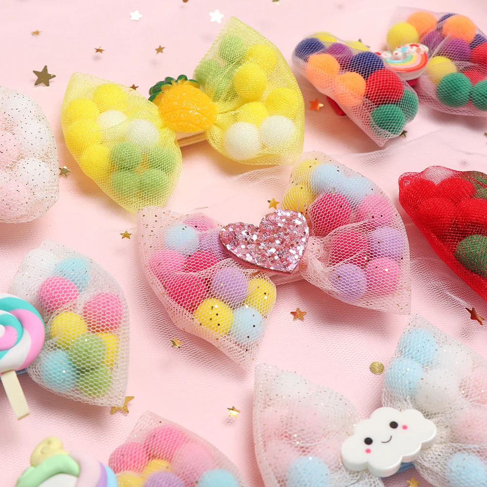 Новинка Детский Стиль бант Радуга облако сетка заколка для волос девочек детские