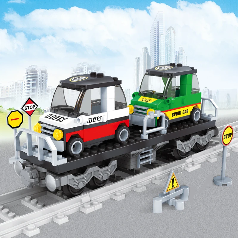 

AUSINI Train Railway Building Blocks Kids Boys Toys Model Rail Cars Construction City Railroad Trains Creator Toy for Children